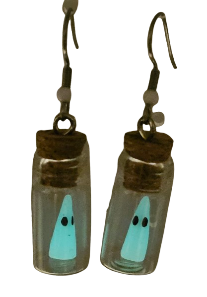 Fishook Glow Ghost in a Bottle Earrings
