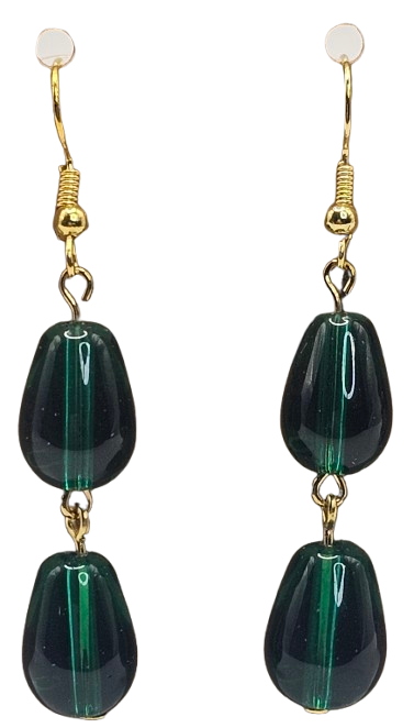 Emerald Glass Beaded Earrings