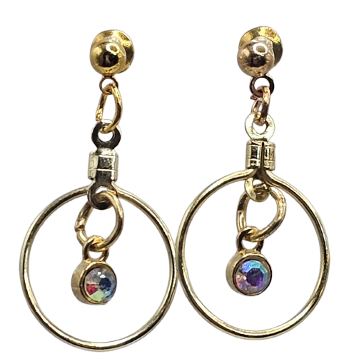 Small Gold Hoop with Rhinestone Detail