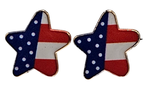 Star American Flag Theme Stud Earrings