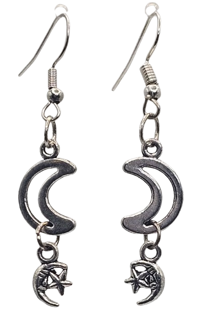 Moon Earrings w/ Small Moon Charm