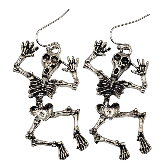Silver Skeleton (Shorter Hook and Ball Style Earrings)