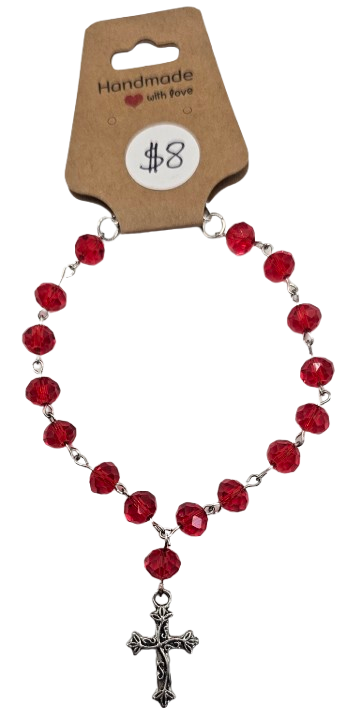 Glass Bead Cross Braceletes/Car Mirror Ornament