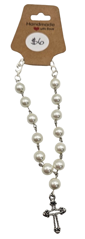 Glass Bead Cross Braceletes/Car Mirror Ornament