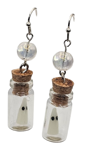 Glow Ghost In Bottle Crystal Ball Earrings