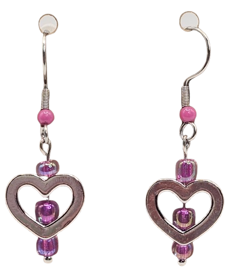 Heart Glass Beaded Earrings