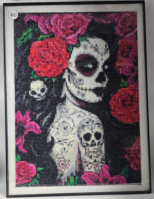 Large Sugar Skull Woman Framed Diamond Painting (Wall Art)