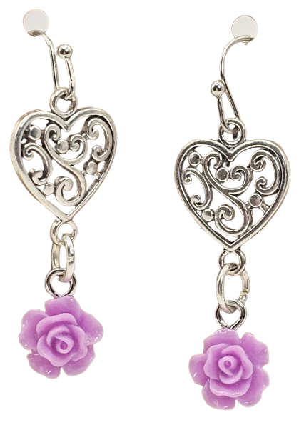 Tribal Hearts and Flowers Style Earrings