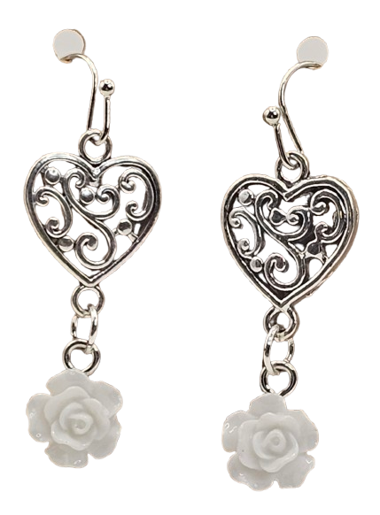 Tribal Hearts and Flowers Style Earrings