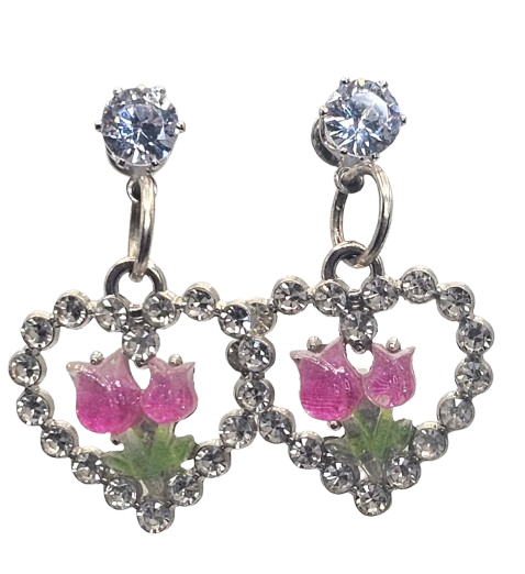 Rhinestone Flower Earrings
