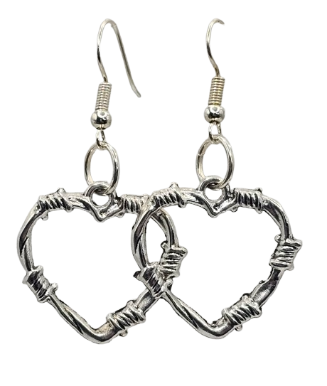 Barbed Wire Hearts Earrings
