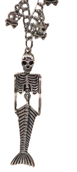 Heavy Skull Mermaid w/Skull Detail Necklace