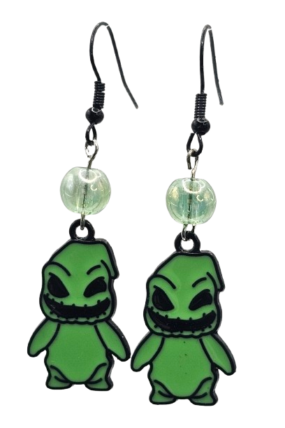 Black Fishhook Beaded Oogie Boogie Earrings