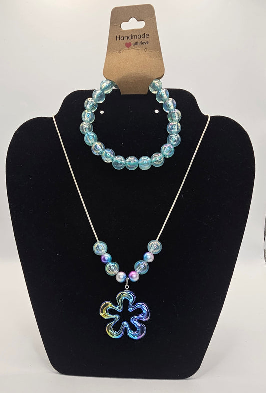 Aqua 2 piece Bracelet/ Necklace Set