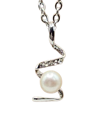 Simple Glass Pearl/Rhinestone Necklace