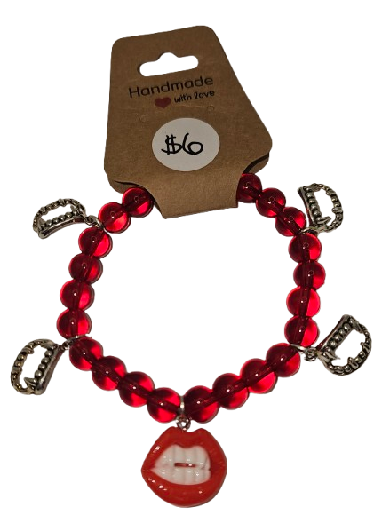 Glass Bead Vampire Charm Bracelet