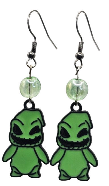Silver Fishhook Beaded Oogie Boogie Earrings