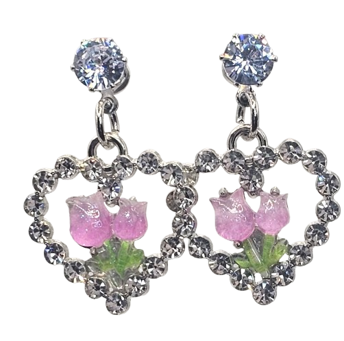 Rhinestone Flower Earrings