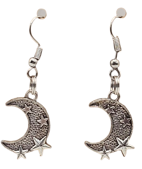 Moon and Stars Textured Earrings