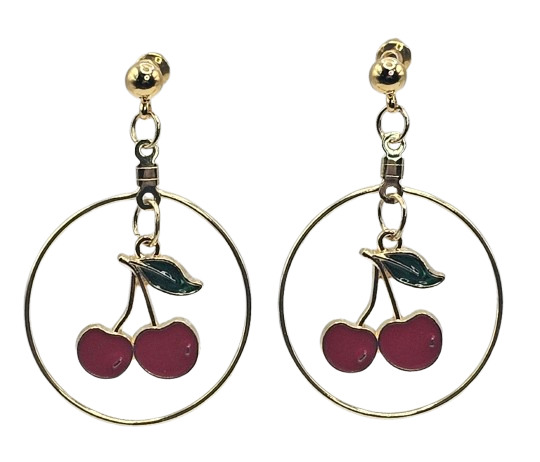 Cherry Hoop Style Earrings