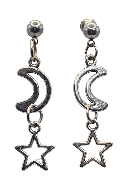 Simple Moon and Star Earrings