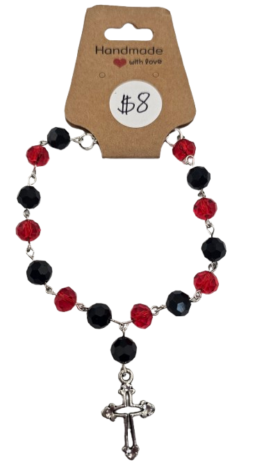 Glass Bead Cross Braceletes/Car Mirror Ornament