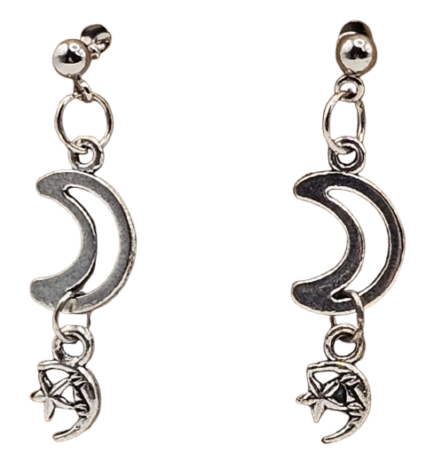 Moon Earrings w/ Small Moon Charm