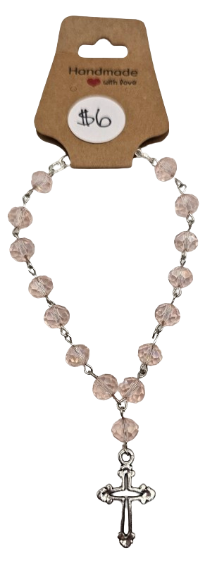 Glass Bead Cross Braceletes/Car Mirror Ornament