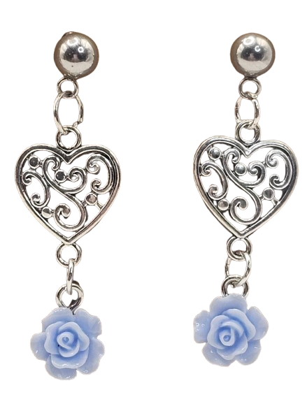 Tribal Hearts and Flowers Style Earrings
