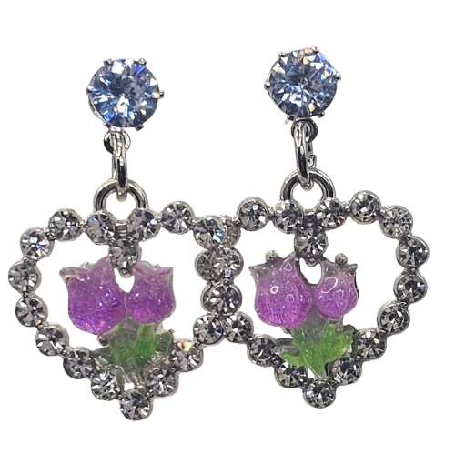 Rhinestone Flower Earrings