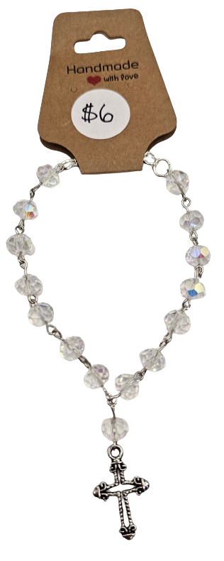 Glass Bead Cross Braceletes/Car Mirror Ornament