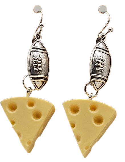 Cheese Head Football Earrings