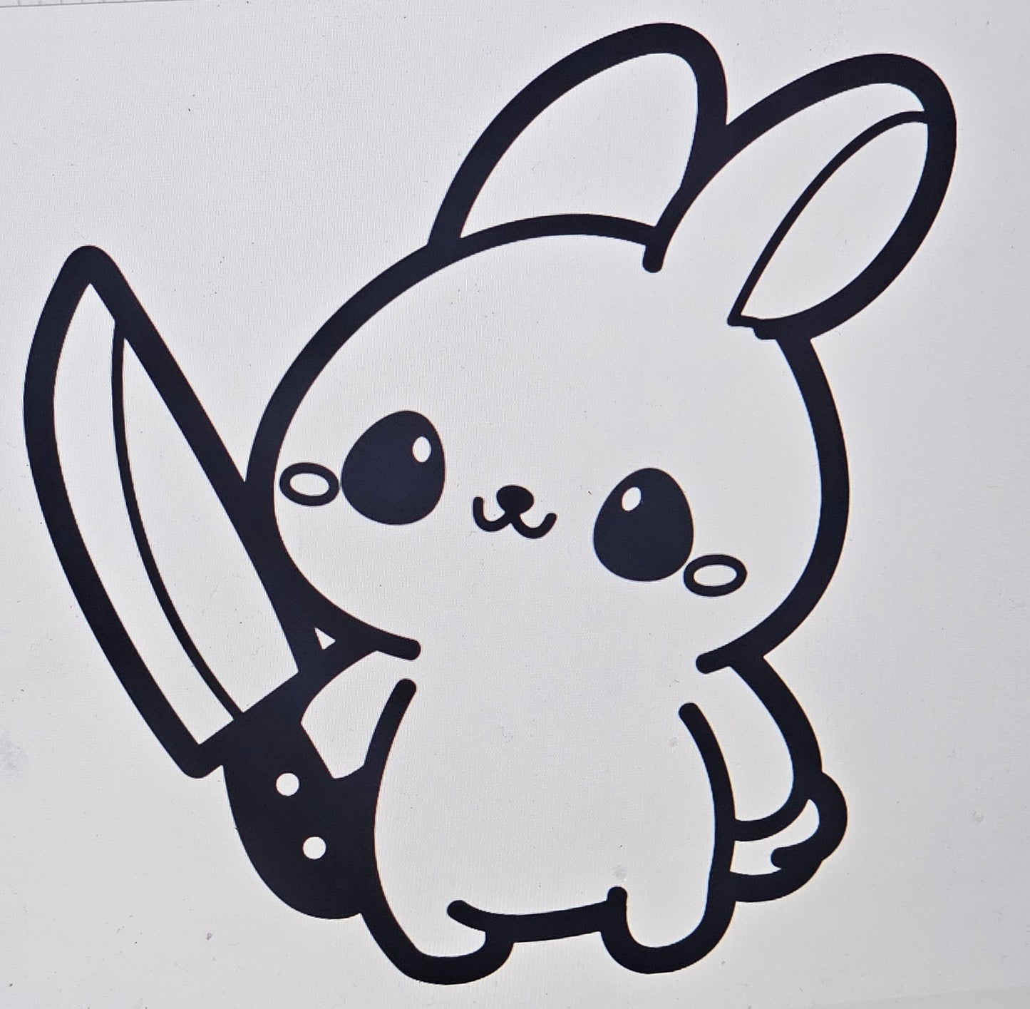 Cute Bunny w/ Knife Small Waterproof Decal