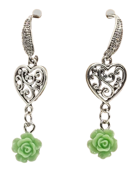 Tribal Hearts and Flowers Style Earrings