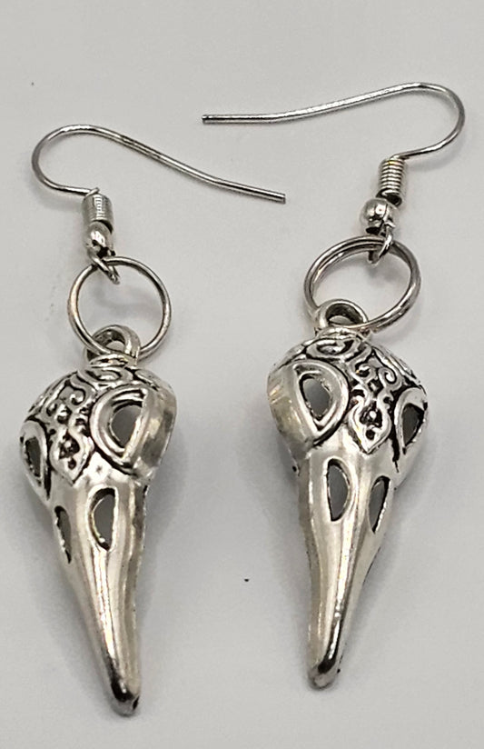 Fishook Raven Skull Earrings