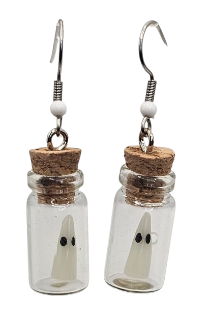 Fishook Glow Ghost in a Bottle Earrings