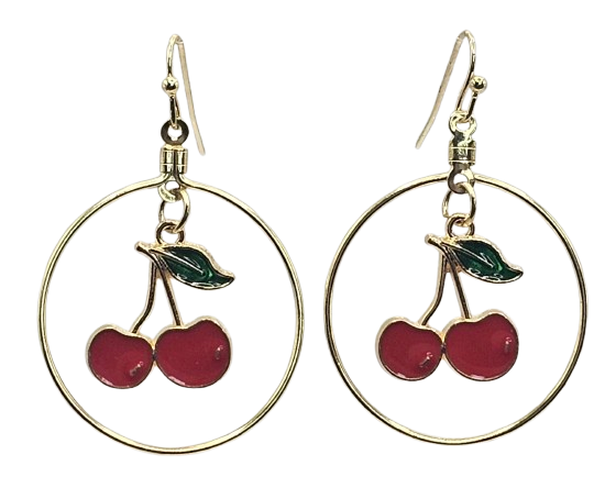 Cherry Hoop Style Earrings